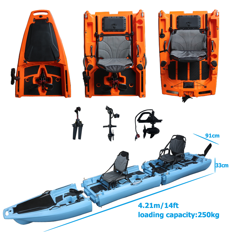 Fishing Kayak Sit In - 14피트 2인용 분리형 페달 카약 싯온탑